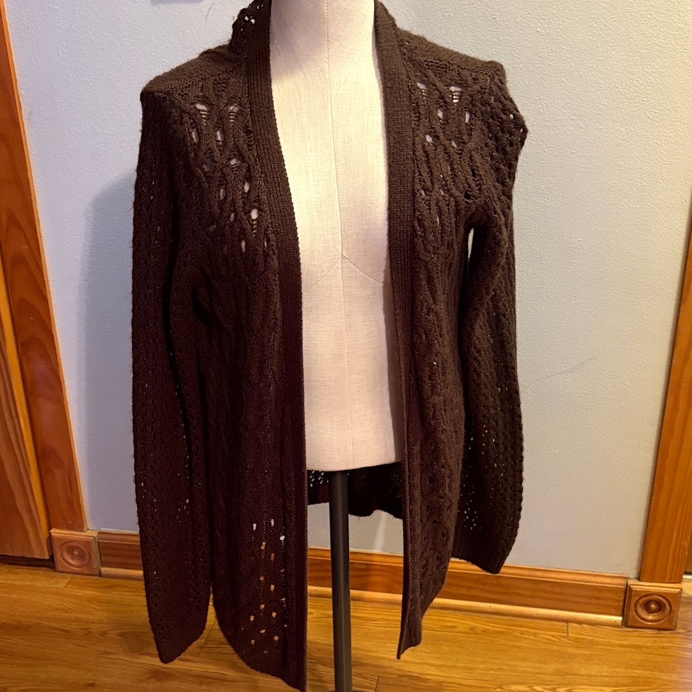 Maurices Dark Brown Open-Front Cardigan